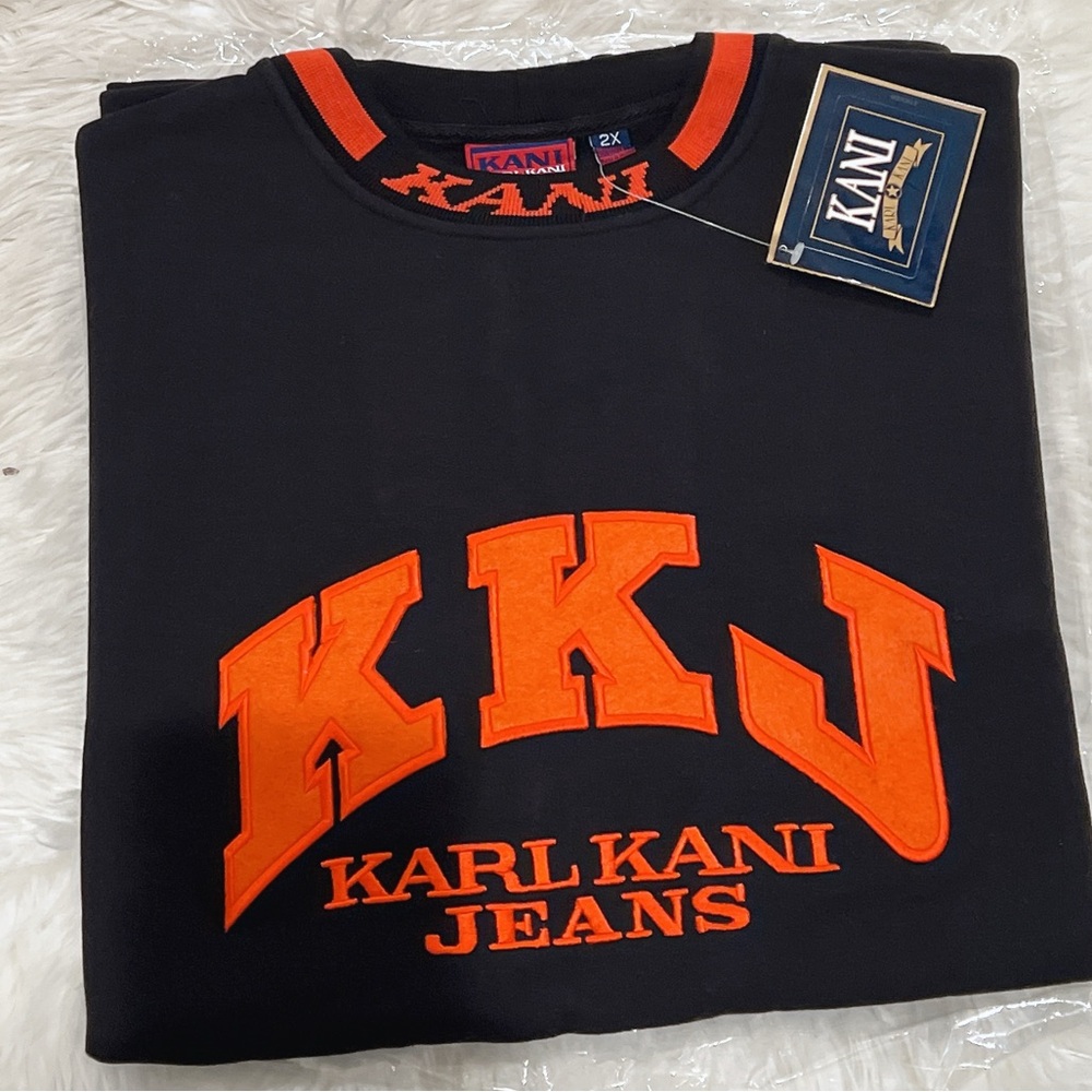 Vintage Karl Kani Jeans Crewneck Pullover Sweatshirt 90s Embroidered Men’s Black
